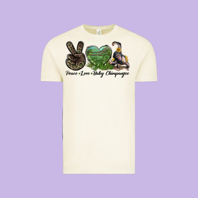Leopard Peace Love Baby Chimpanzee Vintage Tee Designed By Lillyallendesigns
