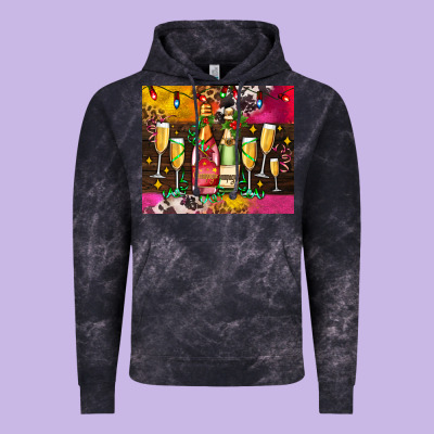 Christmas Champagne Bottles And Vintage Hoodie Designed By Adodesignshop
