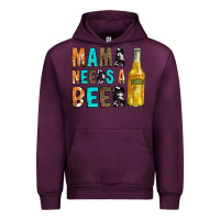 Mauve Wine Mama Needs a Beer Urban Hoodie - CowCowDesign