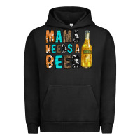 Pigment Black Mama Needs a Beer Urban Hoodie - CowCowDesign
