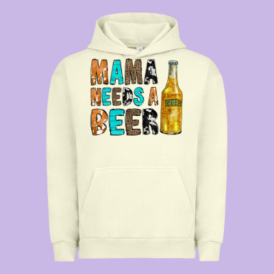 Mama Needs A Beer Urban Hoodie Designed By Cowcowdesign