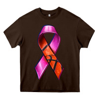 Chocolate Brown Breast Cancer Ribbon Basketball Heavy Core Tee - texasbilliewilder