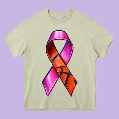 Breast Cancer Ribbon Basketball Heavy Core Tee Designed By Texasbilliewilder