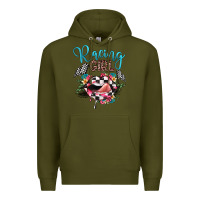 Army Green racing girl Premium Hoodie - JahusDesignShop
