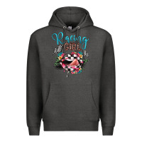 Charcoal Heather racing girl Premium Hoodie - JahusDesignShop