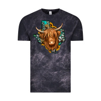 Cloud Black Texas map long haired shaggy cow Vintage Tee - Jasminsmagicworld