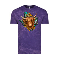 Cloud Purple Texas map long haired shaggy cow Vintage Tee - Jasminsmagicworld