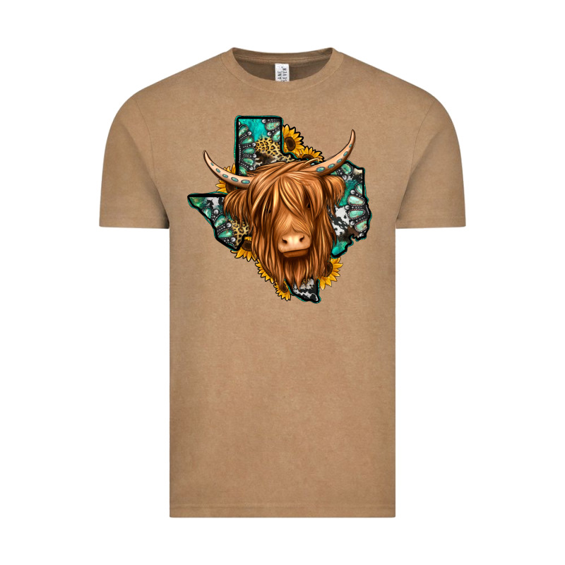 Texas Map Long Haired Shaggy Cow Vintage Tee by Jasminsmagicworld | Teevron