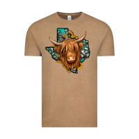 Vintage Coffee Texas map long haired shaggy cow Vintage Tee - Jasminsmagicworld