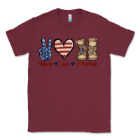 Burgundy Peace Love America Classic Tee - Jasminsmagicworld