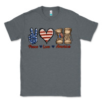 Charcoal Heather Peace Love America Classic Tee - Jasminsmagicworld
