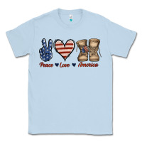 Dusty Blue Peace Love America Classic Tee - Jasminsmagicworld