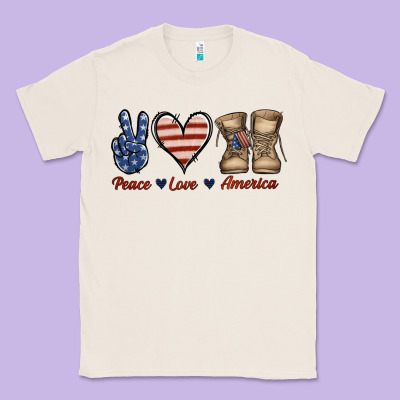 Peace Love America Classic Tee Designed By Jasminsmagicworld