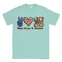 Seafoam Peace Love America Classic Tee - Jasminsmagicworld