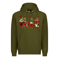 Army Green Christmas coffee cups Premium Hoodie - texasbilliewilder