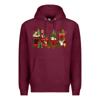 Burgundy Christmas coffee cups Premium Hoodie - texasbilliewilder