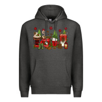 Charcoal Heather Christmas coffee cups Premium Hoodie - texasbilliewilder