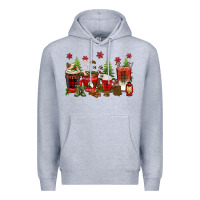 Heather Grey Christmas coffee cups Premium Hoodie - texasbilliewilder
