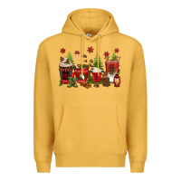 Mustard Christmas coffee cups Premium Hoodie - texasbilliewilder