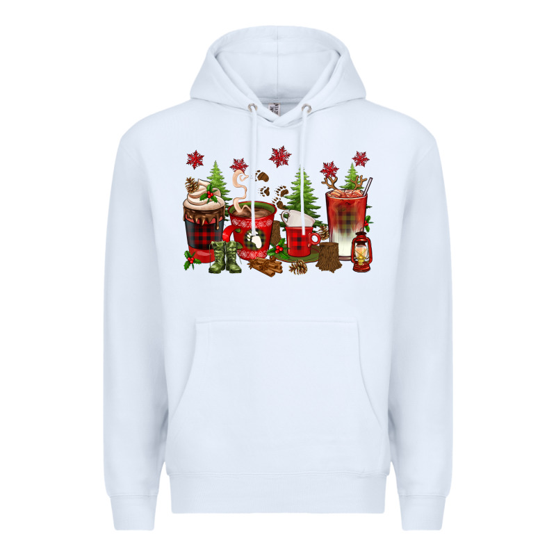 Christmas Coffee Cups Premium Hoodie by texasbilliewilder | Teevron