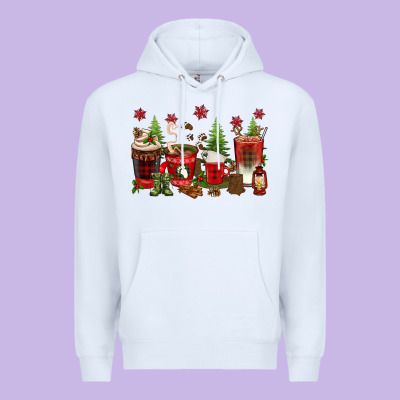 Christmas Coffee Cups Premium Hoodie Designed By Texasbilliewilder