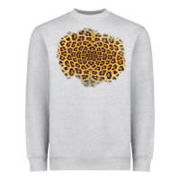 Heather Grey leopard patch Heavyweight Sweatshirt - Jasminsmagicworld