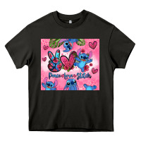 Asphalt peace love stitch Heavy Core Tee - Zillion Design Studio