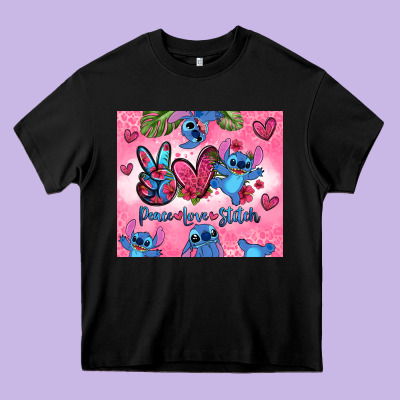 Peace Love Stitch Heavy Core Tee Designed By Zillion Design Studio