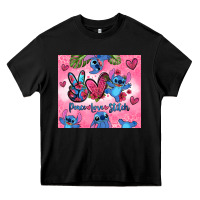 Black peace love stitch Heavy Core Tee - Zillion Design Studio