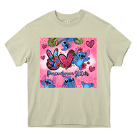 Mossy peace love stitch Heavy Core Tee - Zillion Design Studio