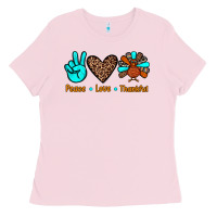Bubblegum Pink peace love thankful Ladies Tee - JahusDesignShop