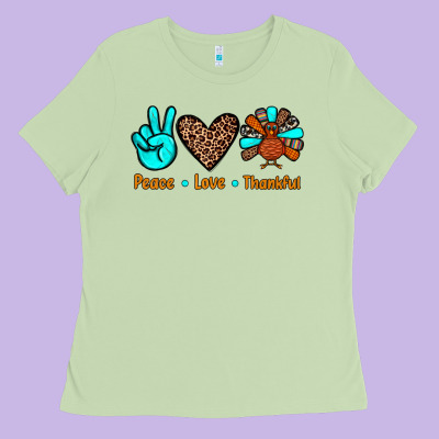 Peace Love Thankful Ladies Tee Designed By Jahusdesignshop