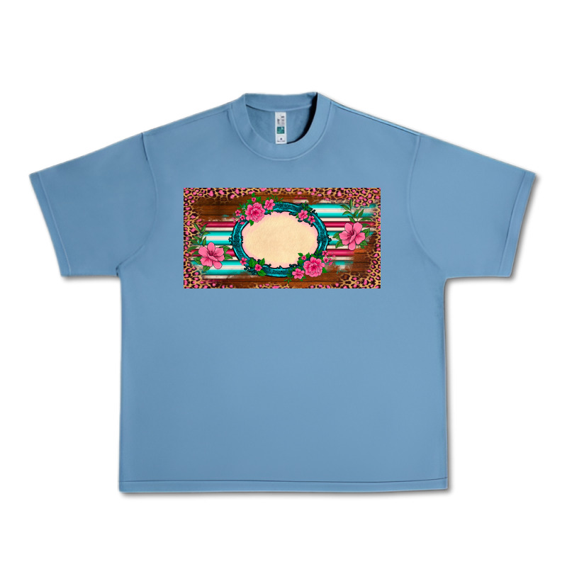Western Pink Flovers Leopard Serape   License Plate Template Urban Heavy Tee by BarkalooDesign | Teevron