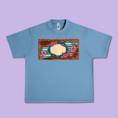 Western Pink Flovers Leopard Serape   License Plate Template Urban Heavy Tee Designed By Barkaloodesign