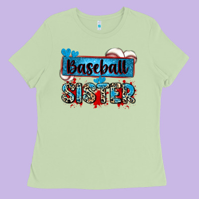 Baseball Sister With Leopard Ladies Tee Designed By Zillion Design Studio