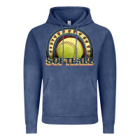 Vintage Denim softball rainbow Vintage Hoodie - JahusDesignShop