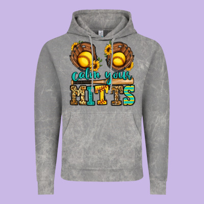 Calm Your Mitts Softball Vintage Hoodie Designed By Jasminsmagicworld