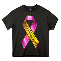 Asphalt Breast Cancer Ribbon Softball Heavy Core Tee - texasbilliewilder