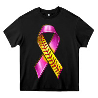 Black Breast Cancer Ribbon Softball Heavy Core Tee - texasbilliewilder