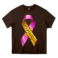 Chocolate Brown Breast Cancer Ribbon Softball Heavy Core Tee - texasbilliewilder