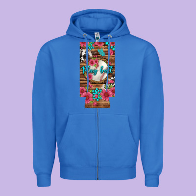 Play Ball Baseball With Pink Flowers 12 Oz Slim Can Cooler Zipper Hoodie Designed By Bundleandbundleshop