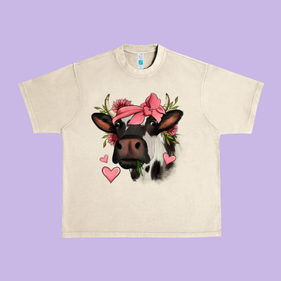 Valentines Day Cow Urban Heavy Tee Designed By Jasminsmagicworld