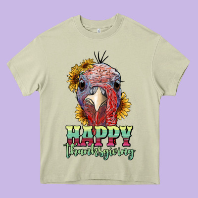 Happy Thanksgiving Turkey Heavy Core Tee Designed By Ranaportraitstore