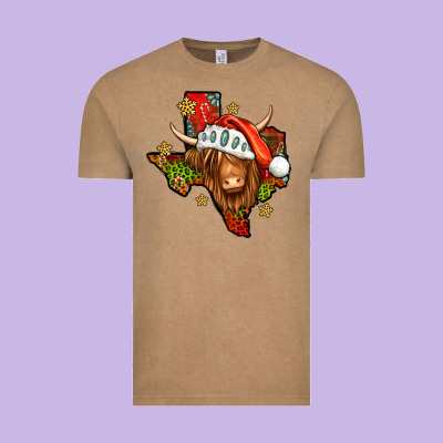 Shaggy Cow Texas Christmas Vintage Tee Designed By Jasminsmagicworld