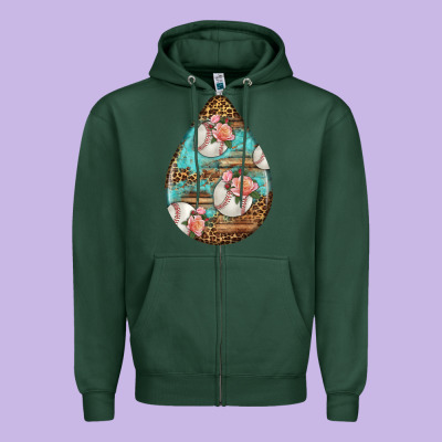 American Football And Western Roses Teardrop Zipper Hoodie Designed By Bundleandbundleshop