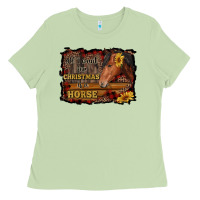 Matcha all i want for christmas is a horse brown horse Ladies Tee - RanaPortraitStore