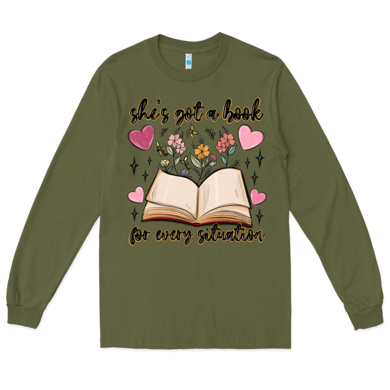 She's Got A Book For Every Situation Long Sleeve Tee by MaliasSmallBusiness | Teevron