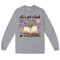 Heather Grey she's got a book for every situation Long Sleeve Tee - MaliasSmallBusiness
