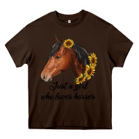 Chocolate Brown just a girl who loves horses Heavy Core Tee - RanaPortraitStore