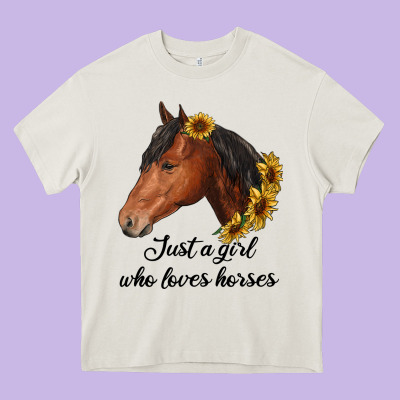 Just A Girl Who Loves Horses Heavy Core Tee Designed By Ranaportraitstore